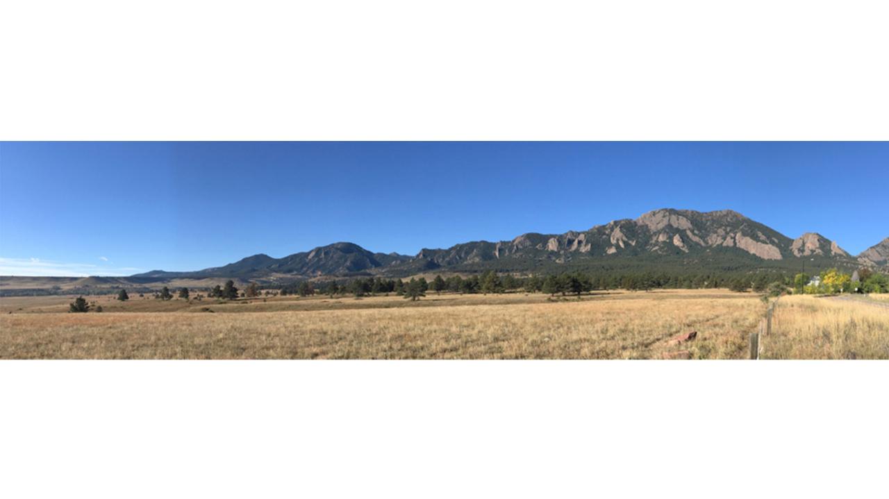 The Flatirons in Boulder Mountain Park on a clean day